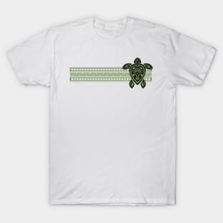 Green Tribal Turtle Tattoo Stripe T-Shirt